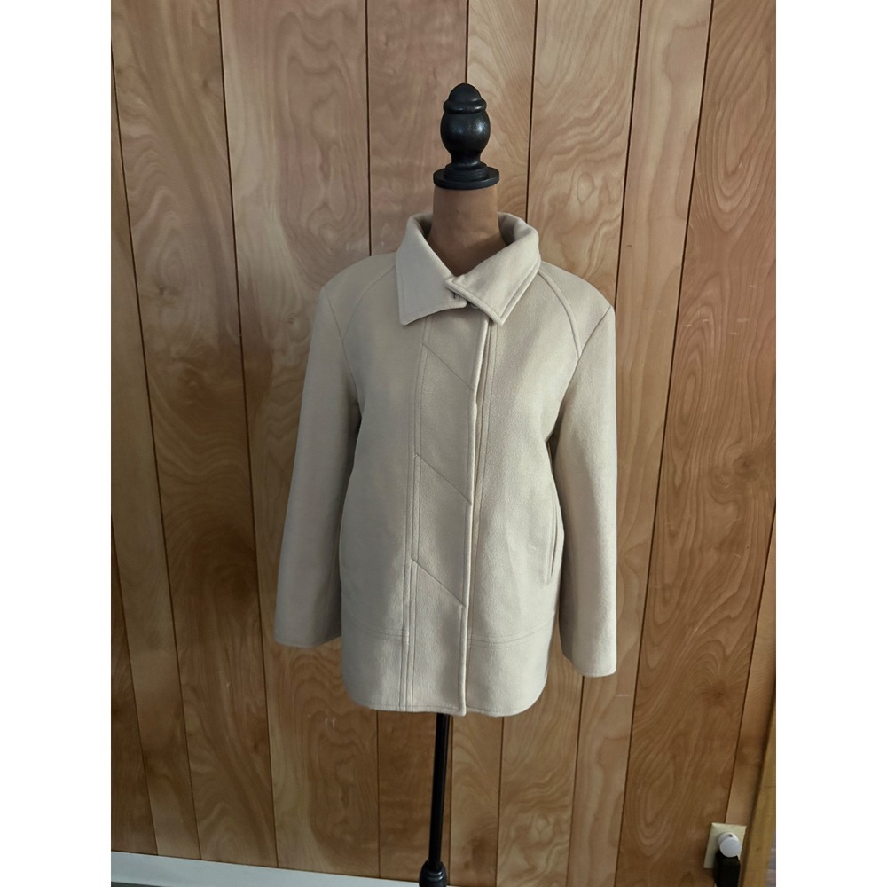 Cordier Womens Wool Blend‎ Jacket Cream Beige Size 38 Hidden Button Coat D1